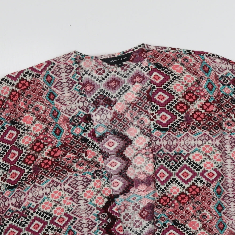New Look Womens Multicoloured Geometric  Jacket Blazer Size 8
