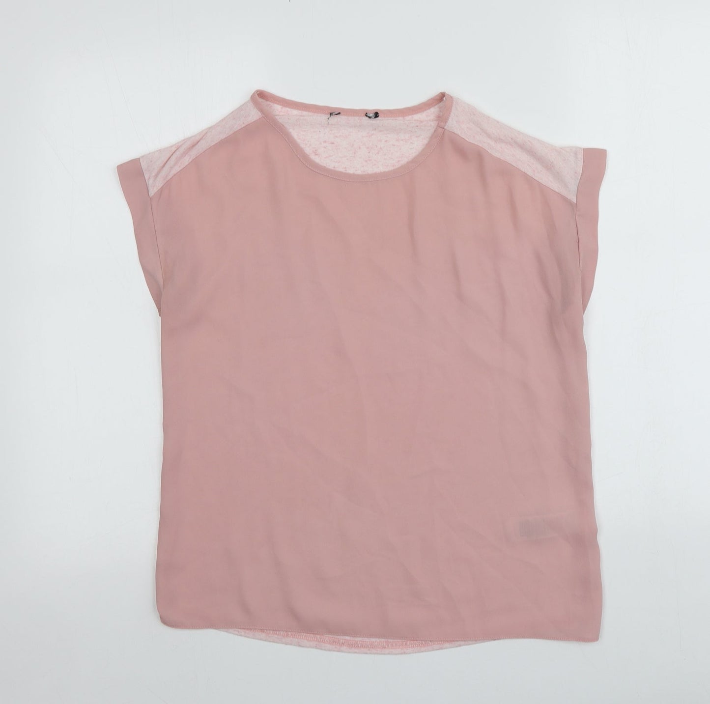 New Look Womens Pink  Polyester Basic T-Shirt Size 6 Round Neck