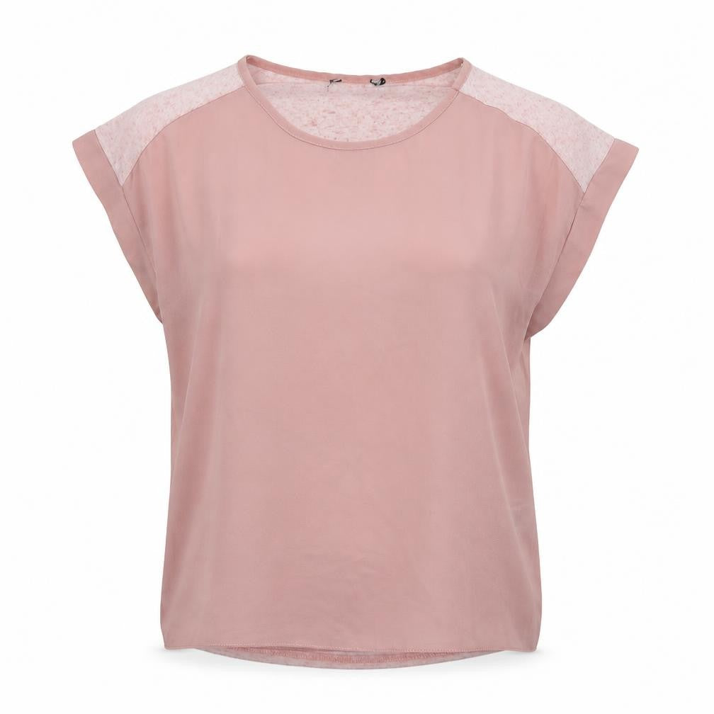 New Look Womens Pink  Polyester Basic T-Shirt Size 6 Round Neck