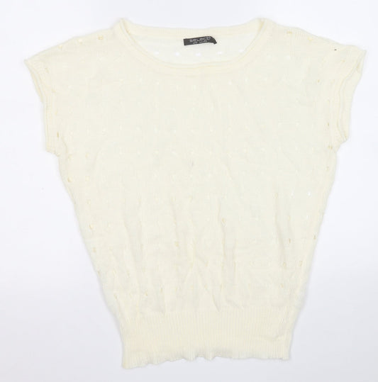 Select Womens Yellow Round Neck  Acrylic Vest Jumper Size 12