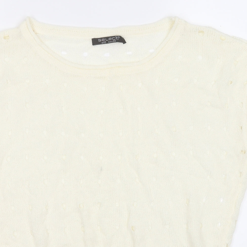 Select Womens Yellow Round Neck  Acrylic Vest Jumper Size 12