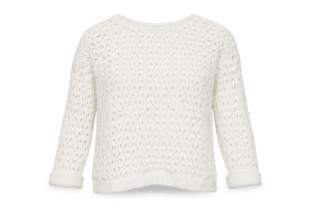 River Island Womens White Round Neck  Cotton Pullover Jumper Size 6