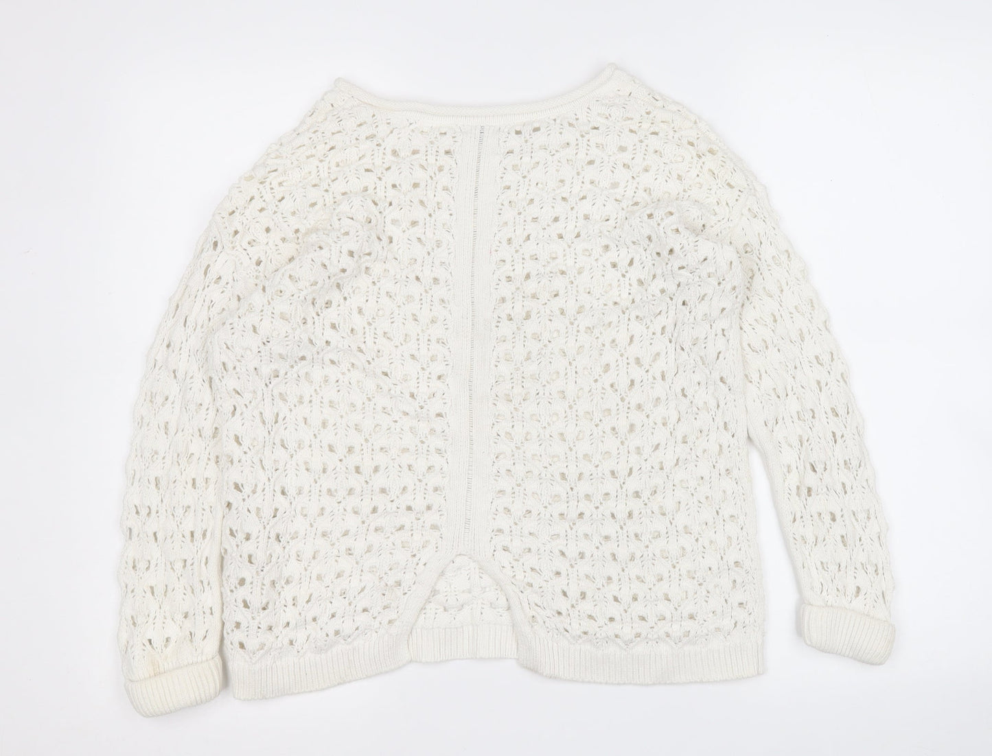 River Island Womens White Round Neck  Cotton Pullover Jumper Size 6