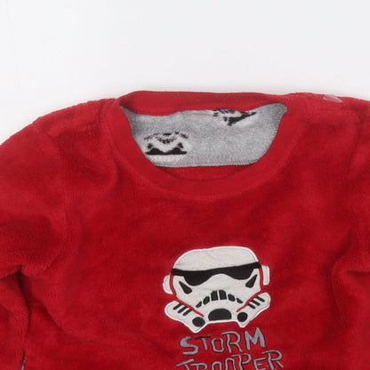 Preloved Primark Boys Red  Polyester Pullover Sweatshirt Size 10 Years   - Storm Trooper Star Wars - Detail