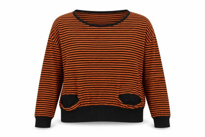 Nicole Womens Black Round Neck Striped Viscose Pullover Jumper Size M