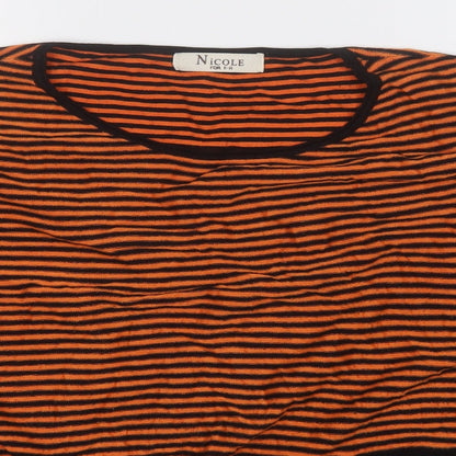 Nicole Womens Black Round Neck Striped Viscose Pullover Jumper Size M