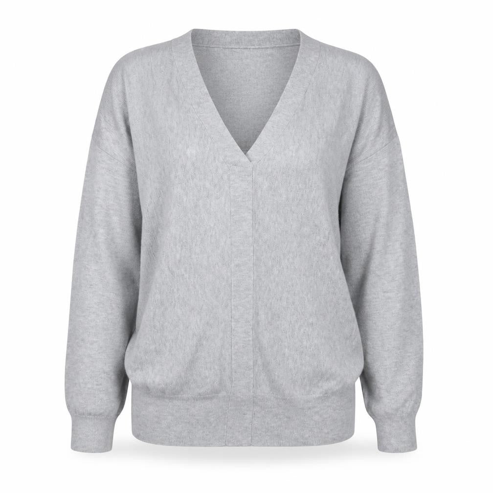 Peacocks Womens Grey V-Neck  Cotton Pullover Jumper Size 14