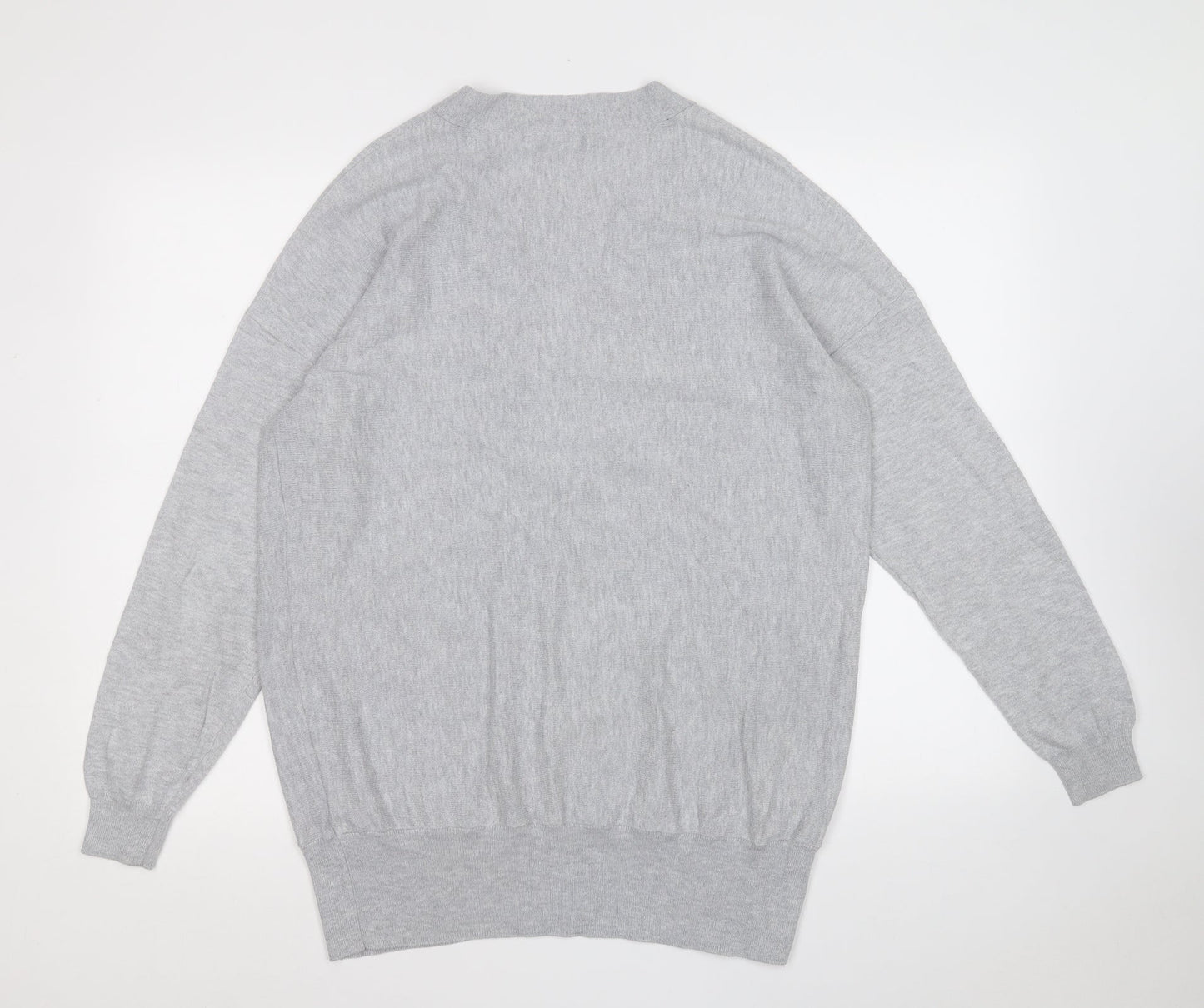 Peacocks Womens Grey V-Neck  Cotton Pullover Jumper Size 14