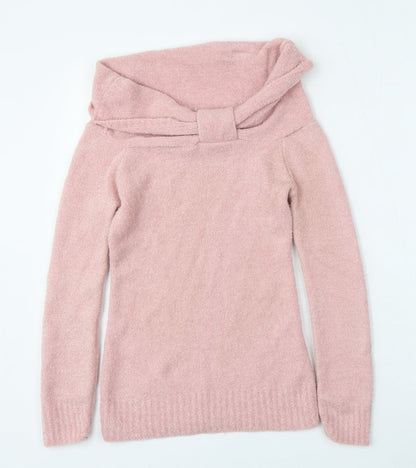Select Womens Pink Roll Neck  Acrylic Pullover Jumper Size M