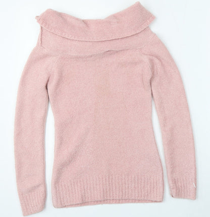 Select Womens Pink Roll Neck  Acrylic Pullover Jumper Size M