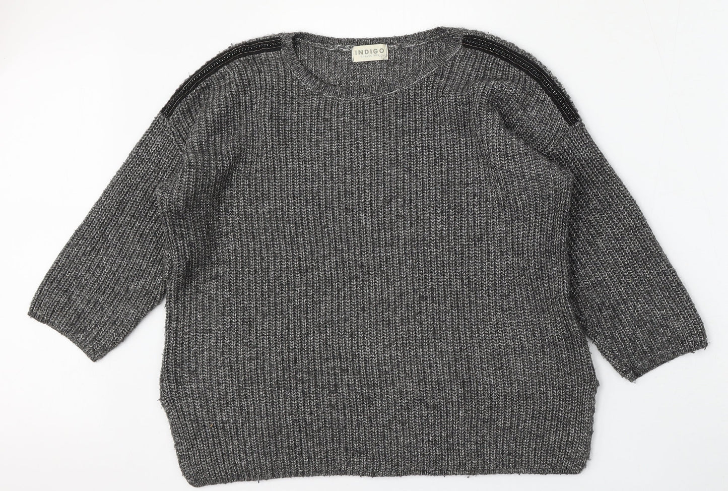 Marks and Spencer Womens Grey Round Neck  Cotton Pullover Jumper Size 12