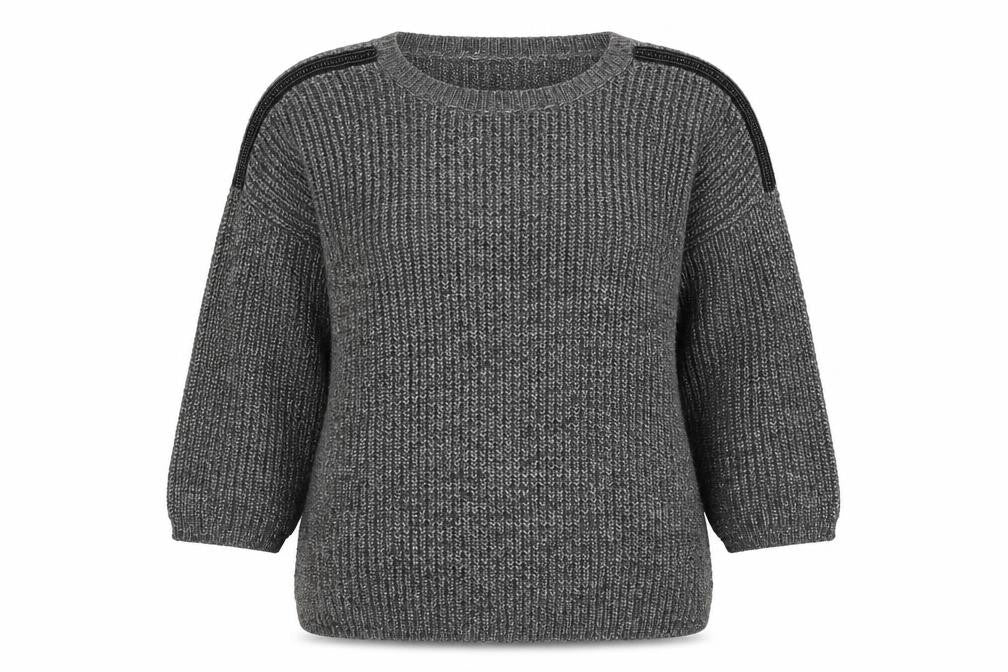 Marks & Spencer Womens Grey Round Neck  Cotton Pullover Jumper Size 12