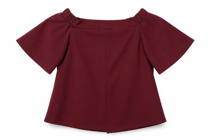 Silk Womens Red  Polyester Basic Blouse Size M Round Neck
