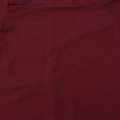 Silk Womens Red  Polyester Basic Blouse Size M Round Neck