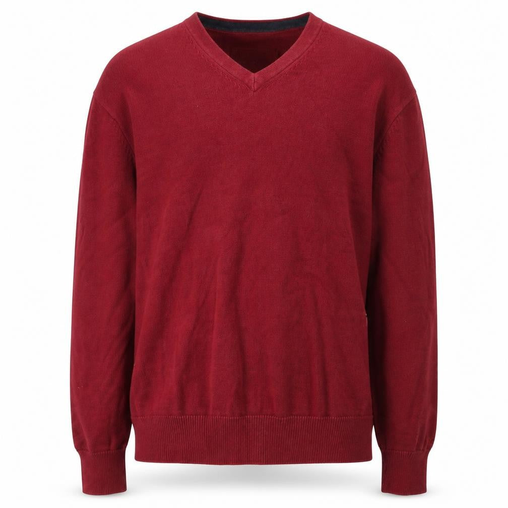 Mexx Mens Red V-Neck  Cotton Pullover Jumper Size S
