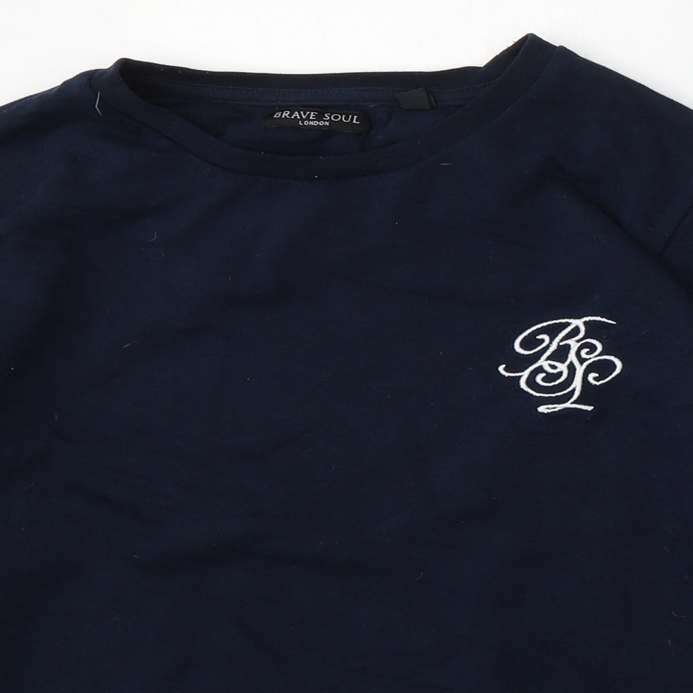 Brave Soul Mens Blue  Cotton Pullover Sweatshirt Size M