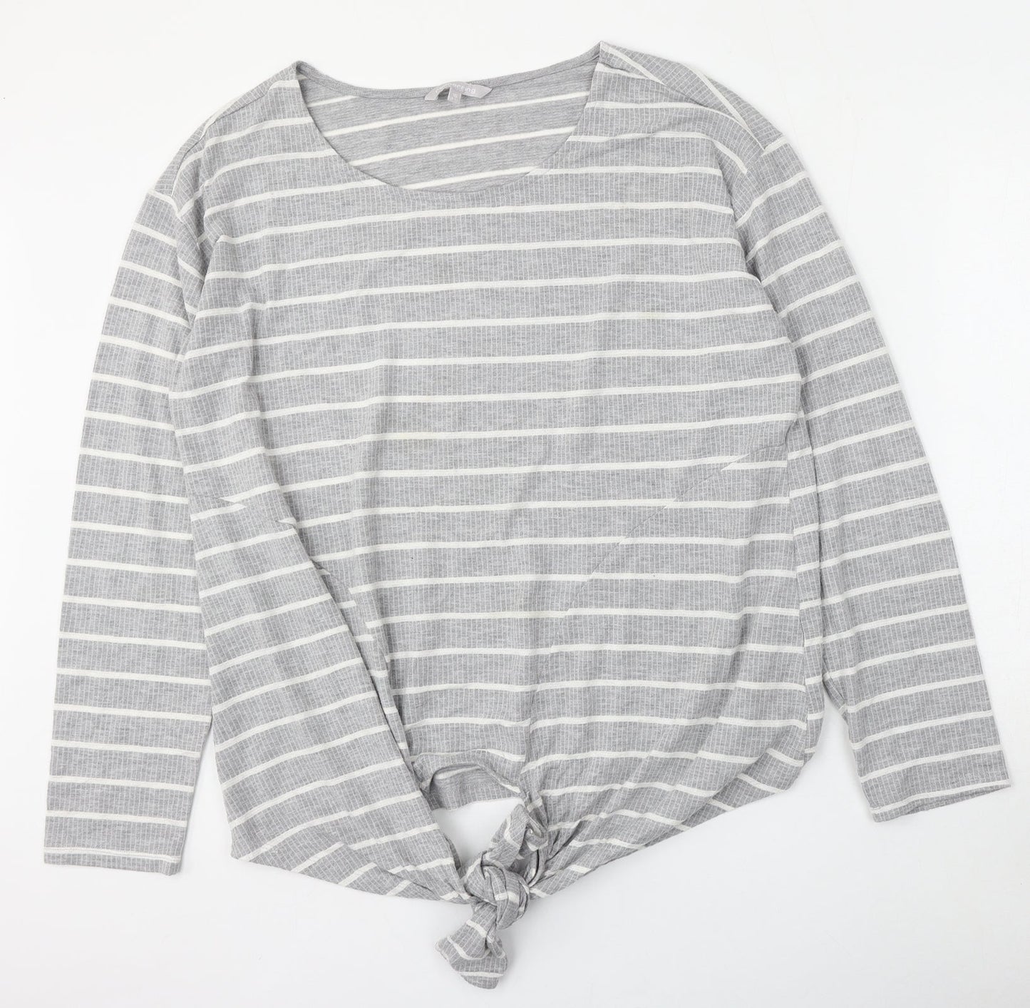 Red Herring Womens Grey Round Neck Striped Polyester Pullover Jumper Size 20