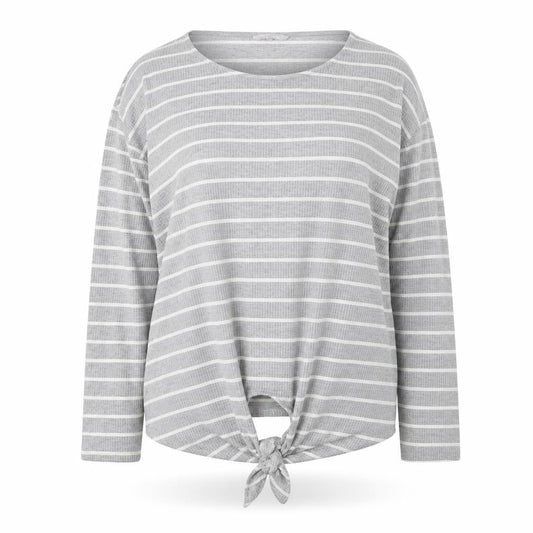 Red Herring Womens Grey Round Neck Striped Polyester Pullover Jumper Size 20