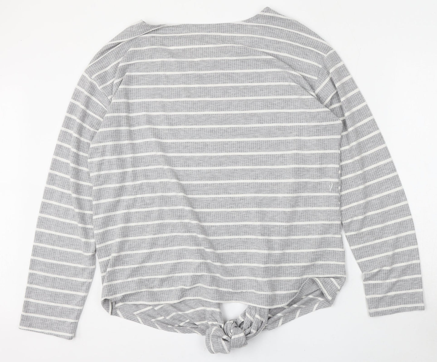 Red Herring Womens Grey Round Neck Striped Polyester Pullover Jumper Size 20