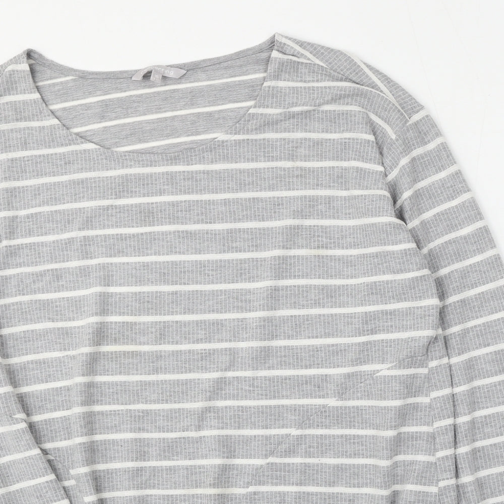 Red Herring Womens Grey Round Neck Striped Polyester Pullover Jumper Size 20