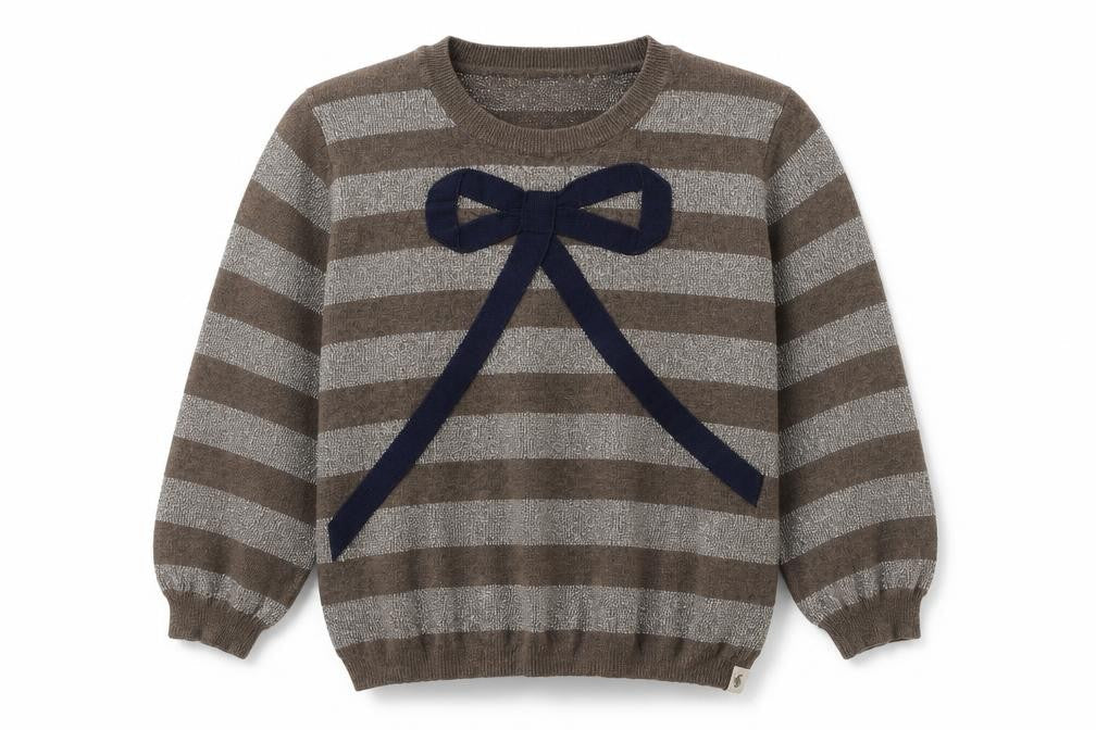 Scotch R'Belle Girls Brown Round Neck Striped Cotton Pullover Jumper Size 10 Years