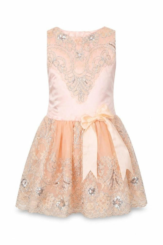 Buffy Pet Home Girls Pink  Polyester Skater Dress  Size L  Round Neck Hook & Eye