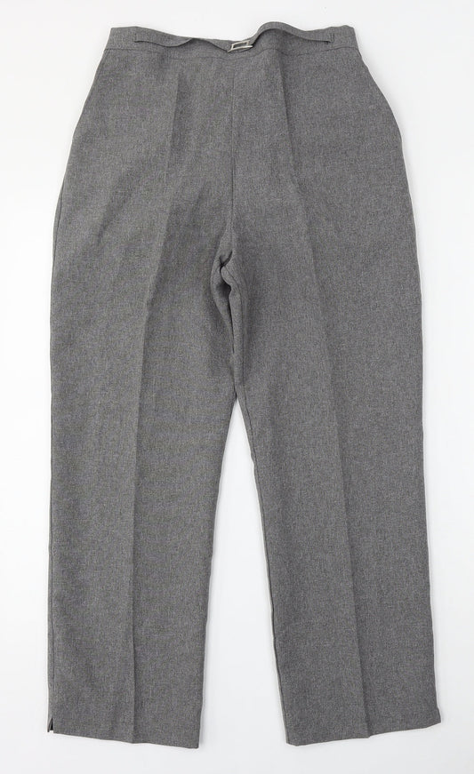 Mia Moda Womens Grey  Polyester Trousers  Size 10 L24 in Regular