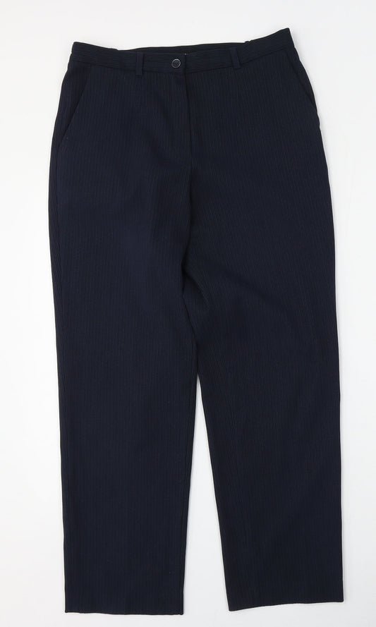 Brandtex Womens Blue  Polyester Trousers  Size 32 L28 in Regular