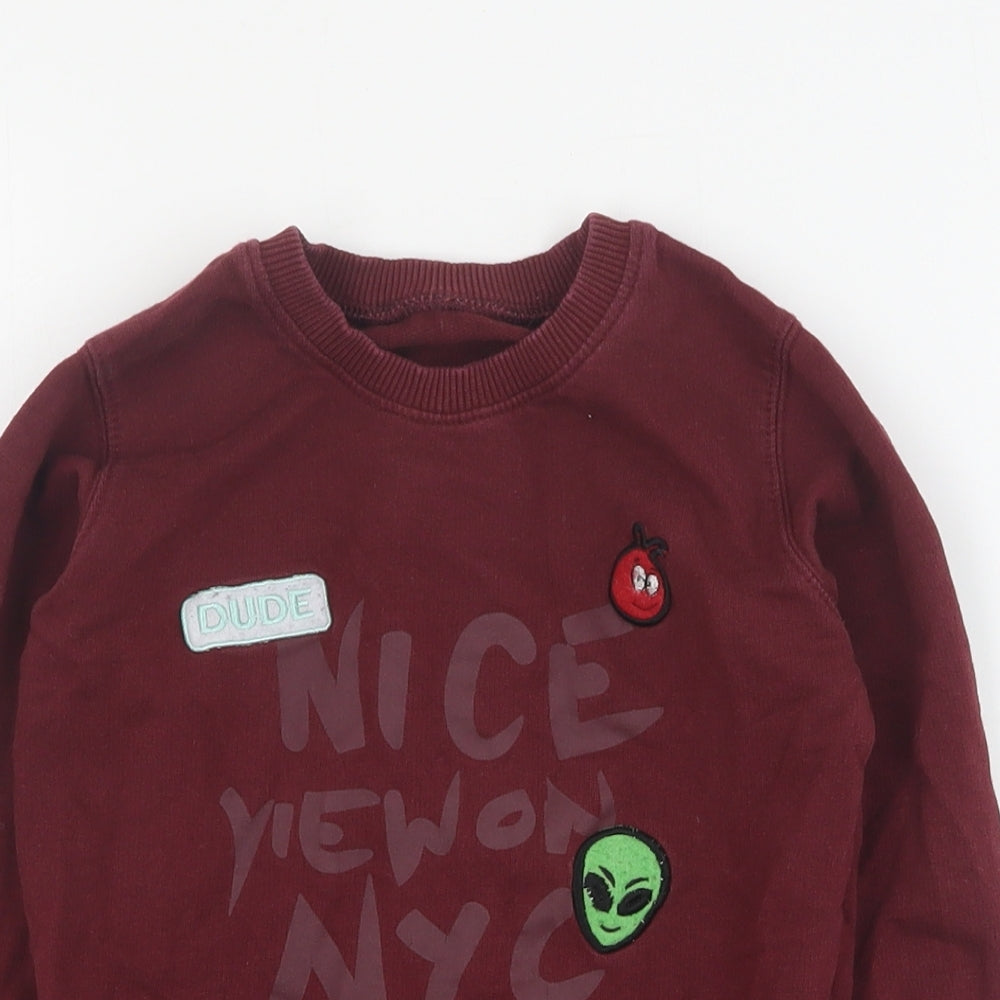 Matalan Boys Red  Cotton Pullover Sweatshirt Size 3-4 Years  Pullover