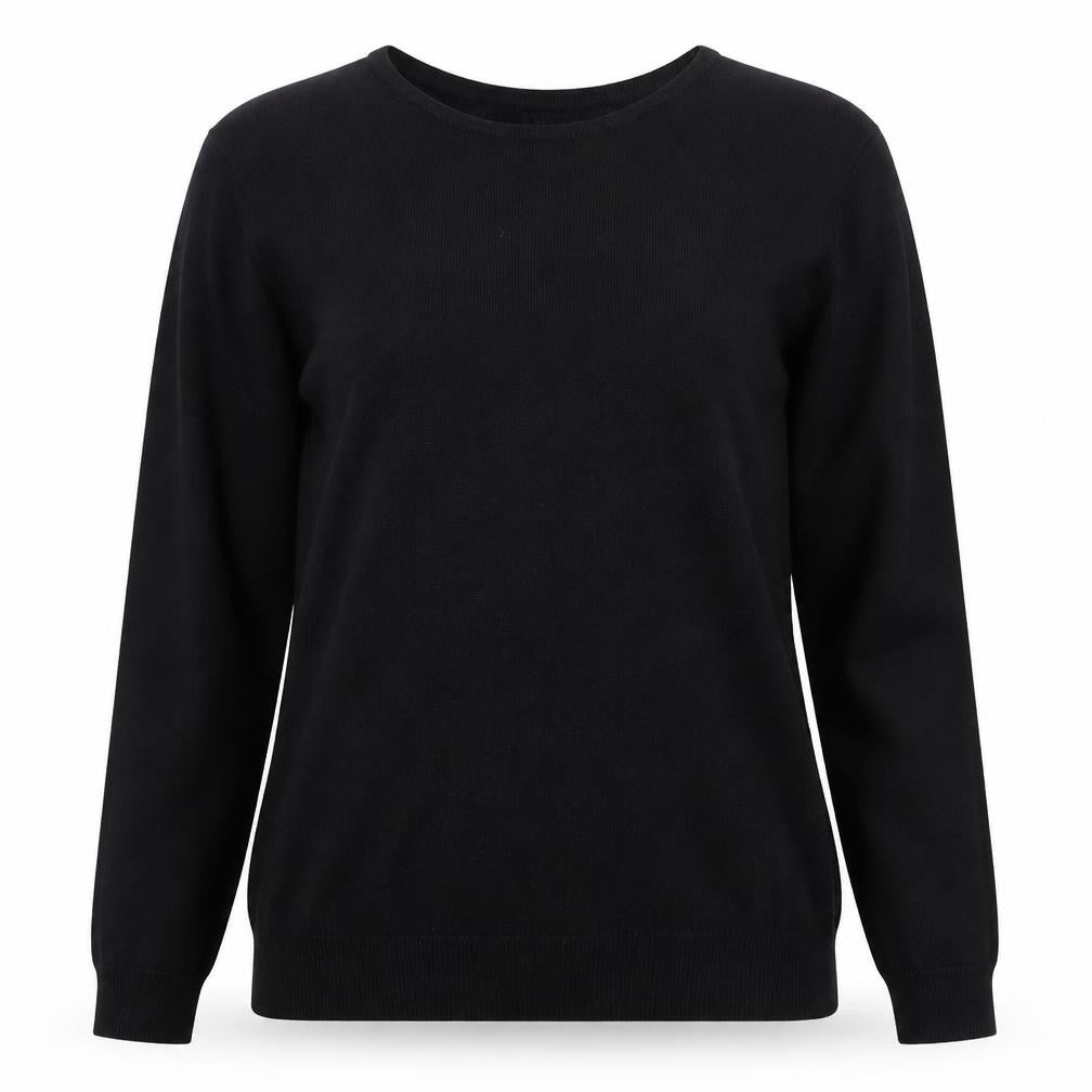 Isle Womens Black Round Neck  Acrylic Pullover Jumper Size S