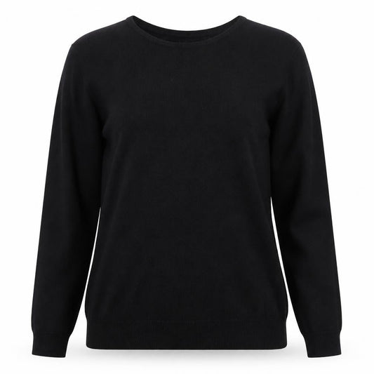 Isle Womens Black Round Neck  Acrylic Pullover Jumper Size S