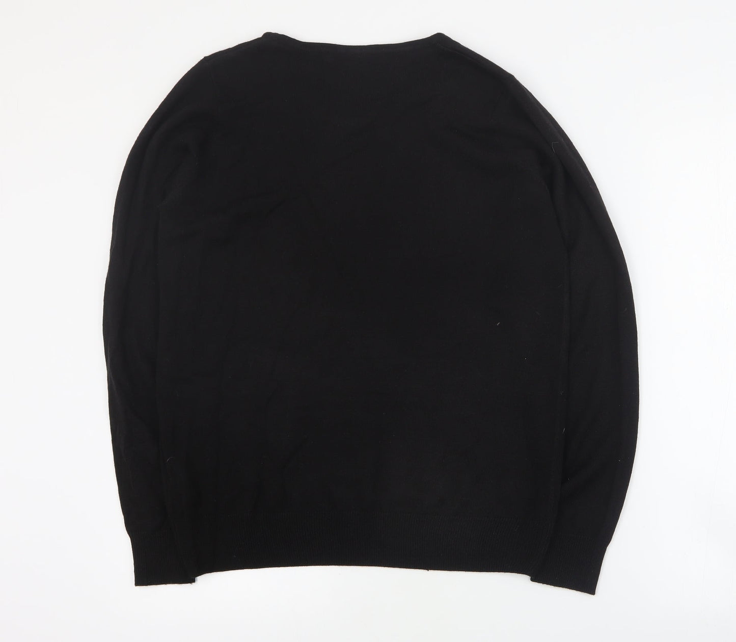 Isle Womens Black Round Neck  Acrylic Pullover Jumper Size S
