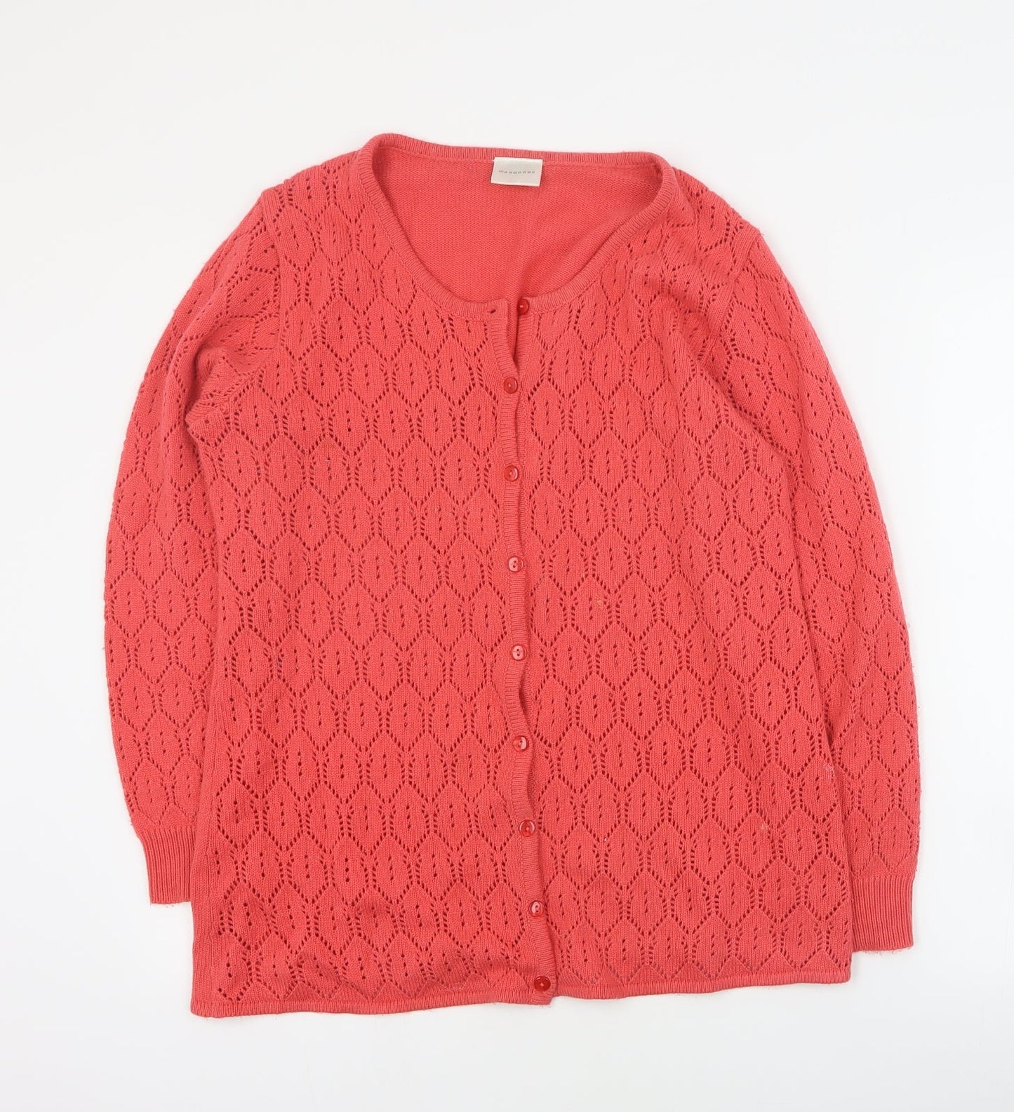 Wardrobe Womens Pink Round Neck  Acrylic Cardigan Jumper Size 12