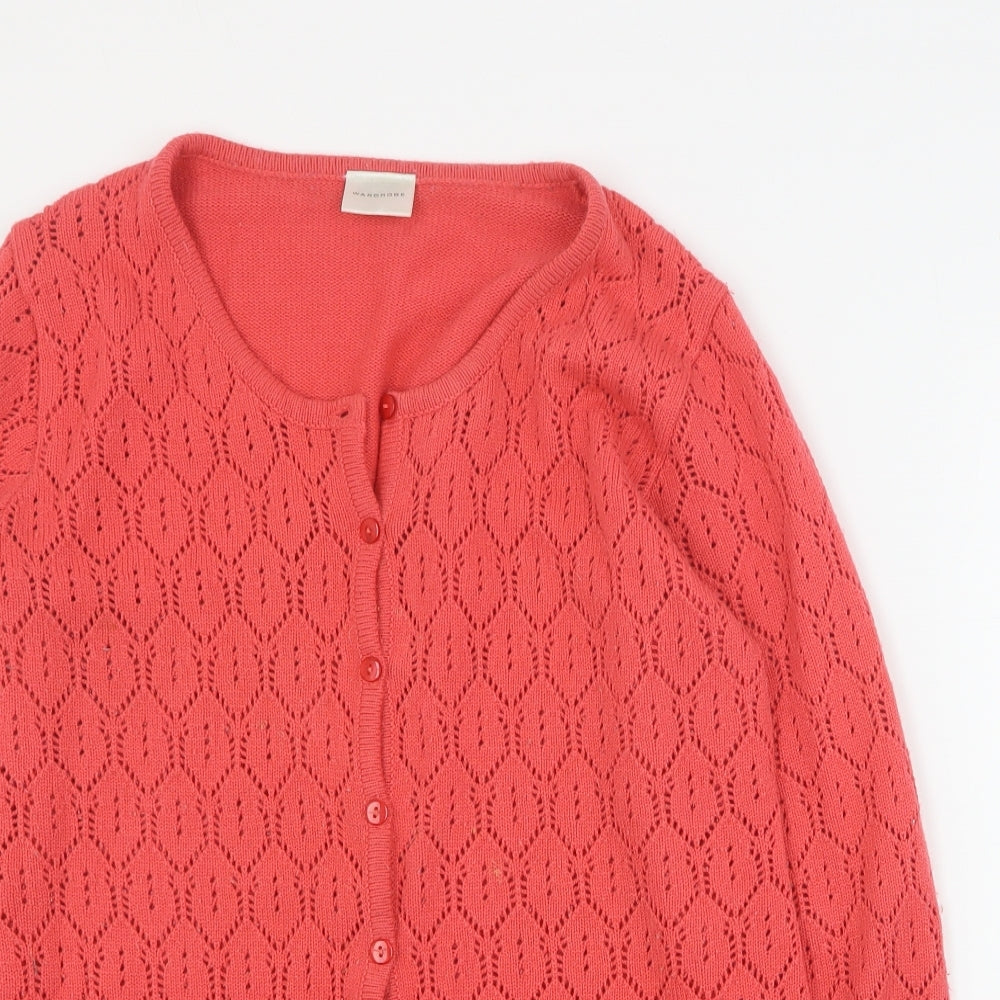 Wardrobe Womens Pink Round Neck  Acrylic Cardigan Jumper Size 12