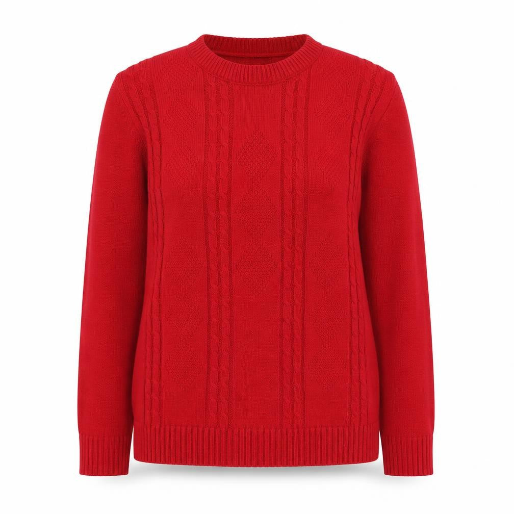 Lady Ice Womens Red Round Neck  Acrylic Pullover Jumper Size S