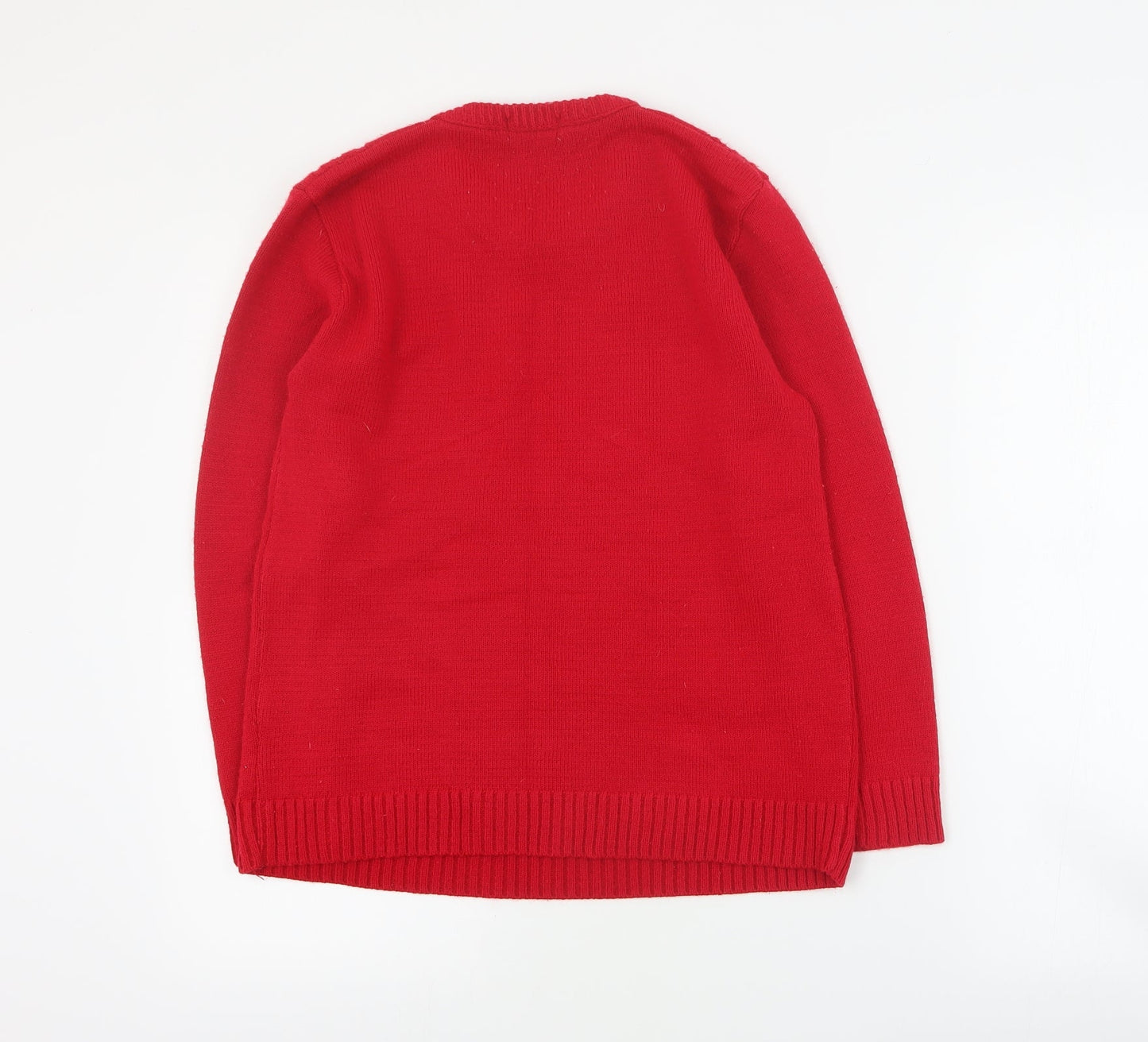Lady Ice Womens Red Round Neck  Acrylic Pullover Jumper Size S