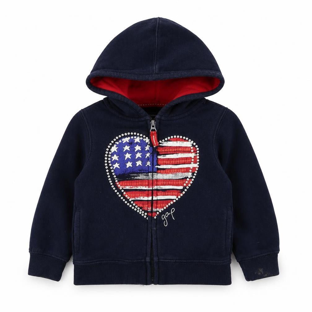 Gap Girls Blue  100% Cotton Full Zip Hoodie Size 3 Years  Zip