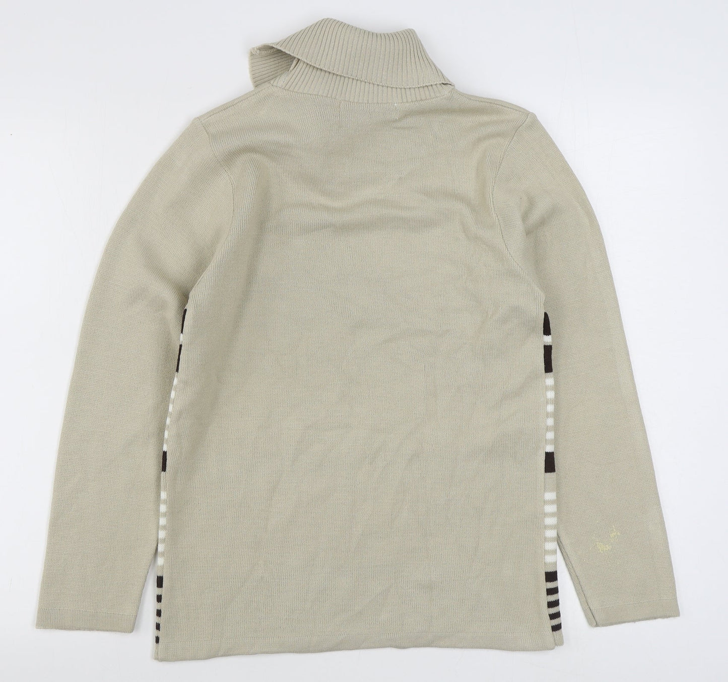 Pure & Natural Womens Beige Roll Neck Striped Acrylic Pullover Jumper Size S