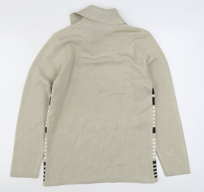 Pure & Natural Womens Beige Roll Neck Striped Acrylic Pullover Jumper Size S