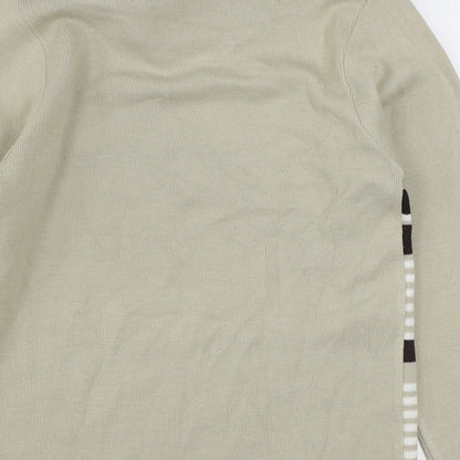 Pure & Natural Womens Beige Roll Neck Striped Acrylic Pullover Jumper Size S