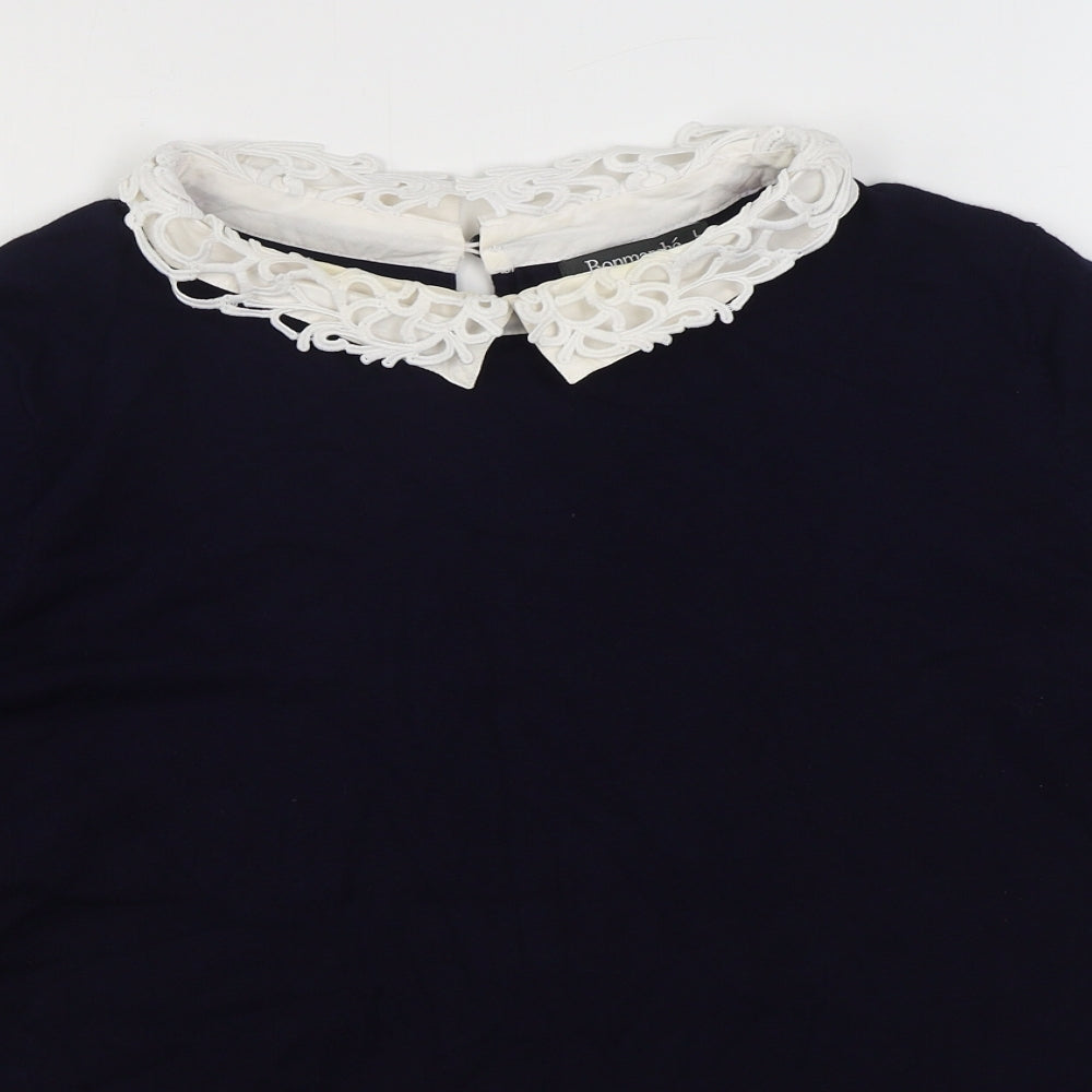 Bonmarché Womens Blue Collared  Viscose Pullover Jumper Size L