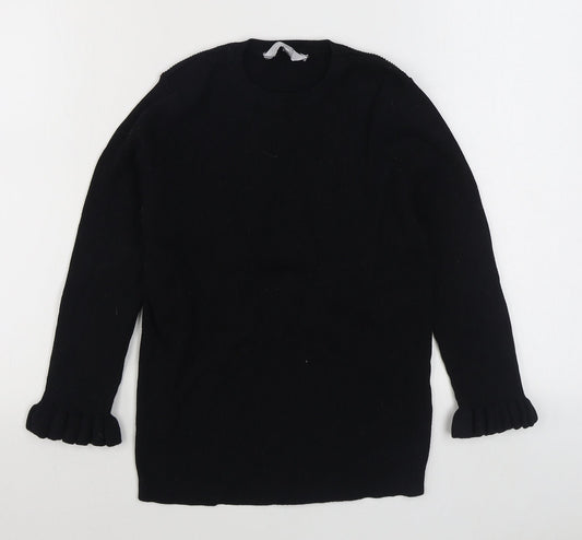 Red Herring Womens Black Round Neck  Viscose Pullover Jumper Size 14