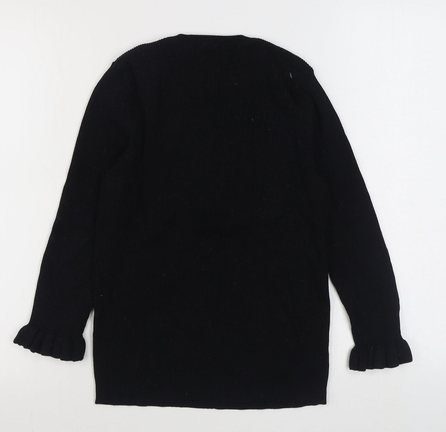 Red Herring Womens Black Round Neck  Viscose Pullover Jumper Size 14