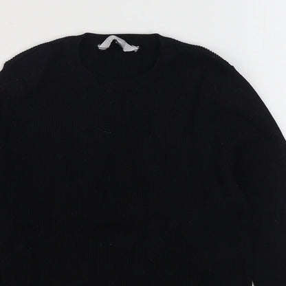 Red Herring Womens Black Round Neck  Viscose Pullover Jumper Size 14