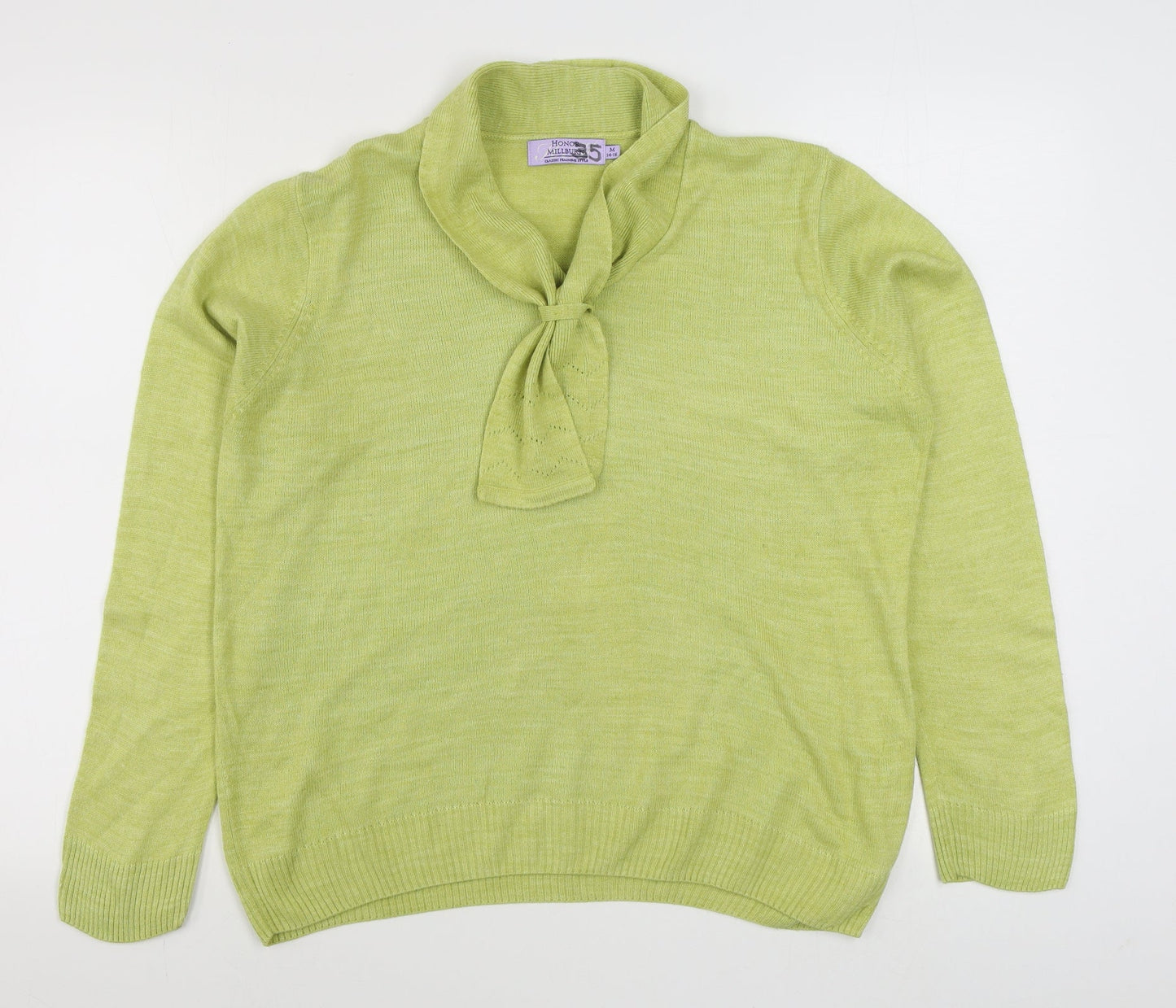 EWM Womens Yellow V-Neck  Acrylic Pullover Jumper Size M