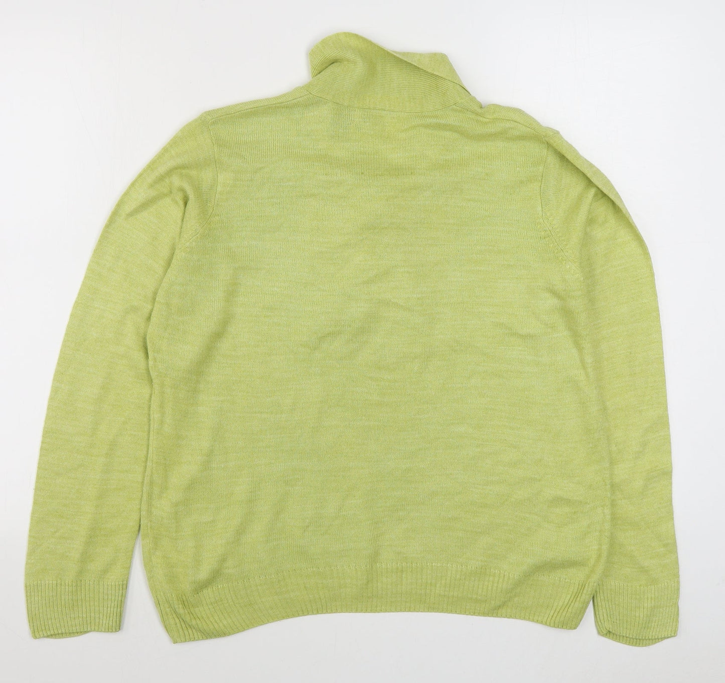 EWM Womens Yellow V-Neck  Acrylic Pullover Jumper Size M