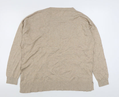 Gallery Womens Beige Round Neck  Viscose Pullover Jumper Size M