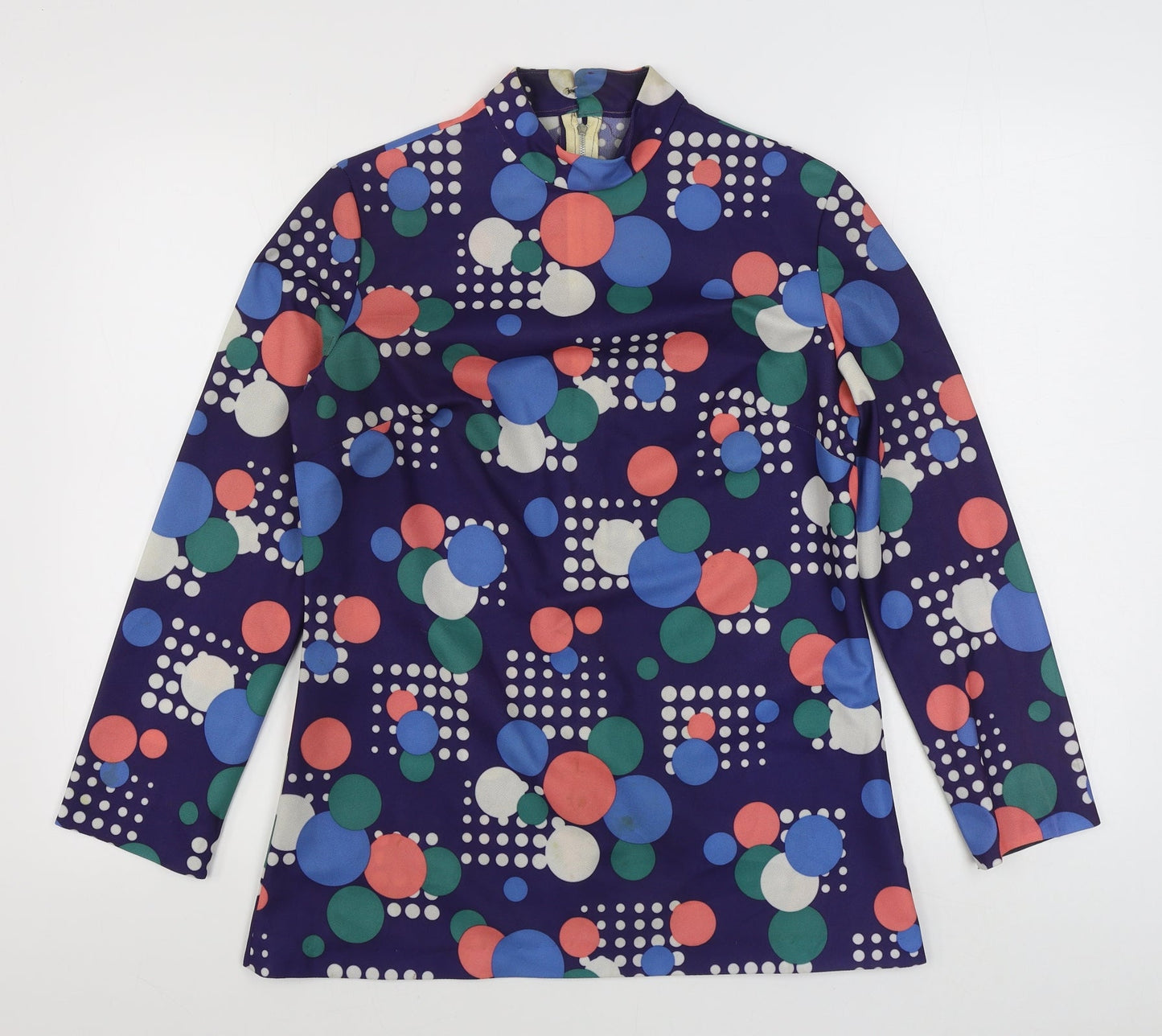 Dabra Wear Womens Multicoloured Polka Dot Nylon Basic Blouse Size 10 Henley