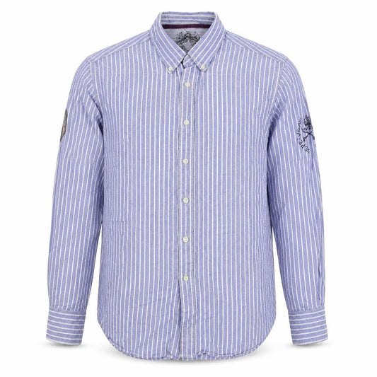 Pepe Jeans Mens Blue Striped Cotton  Button-Up Size 2XL Collared Button
