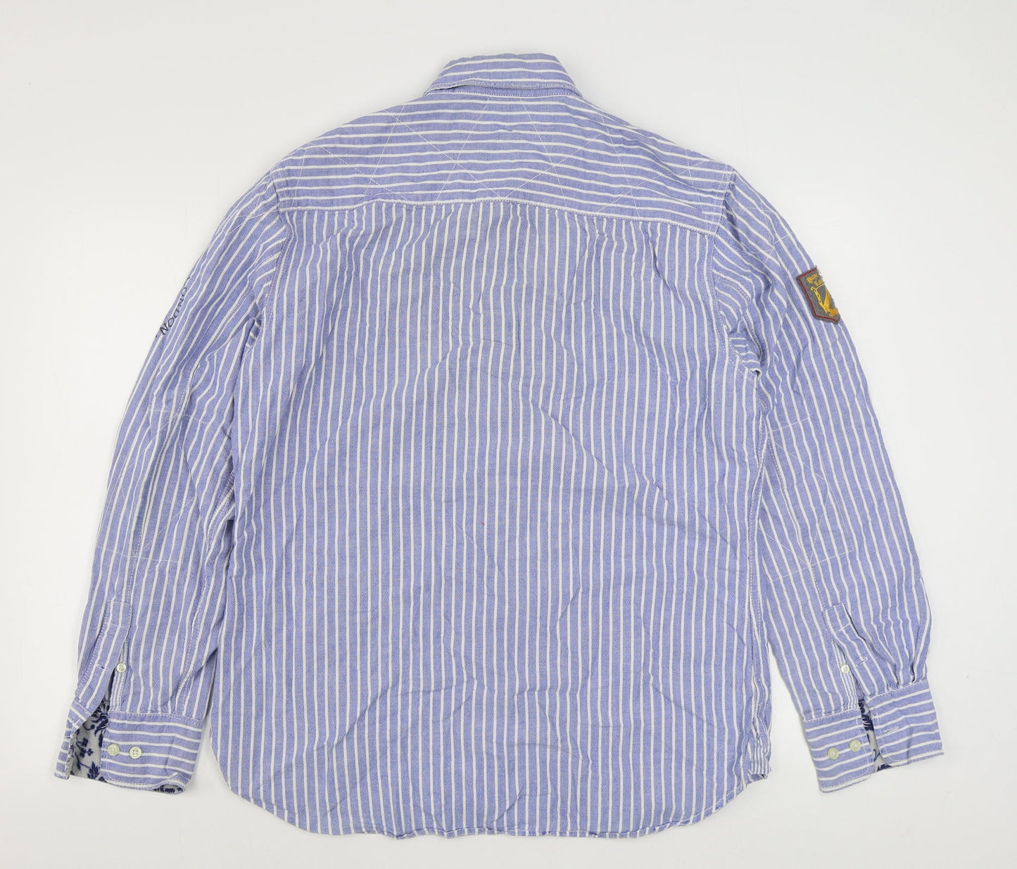 Pepe Jeans Mens Blue Striped Cotton  Button-Up Size 2XL Collared Button